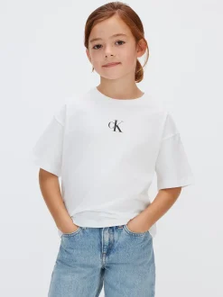 Calvin Klein Kastiges Logo-T-Shirt für Kinder^Kinder Kleidung|T-shirts & Tops