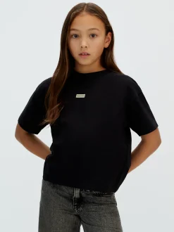 Calvin Klein Kastiges T-Shirt mit gefaltetem Rücken^Kinder Kleidung