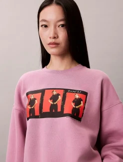Calvin Klein Kate Moss Cropped Sweatshirt aus Fleece mit Grafik-Druck^Damen Sweatshirts & Hoodies