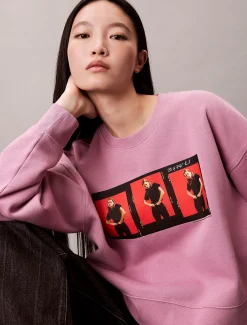 Calvin Klein Kate Moss Cropped Sweatshirt aus Fleece mit Grafik-Druck^Damen Sweatshirts & Hoodies