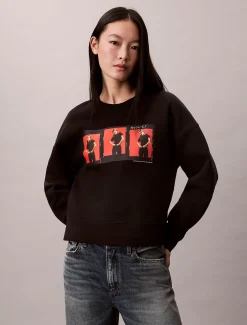 Calvin Klein Kate Moss Cropped Sweatshirt aus Fleece mit Grafik-Druck^Damen Sweatshirts & Hoodies