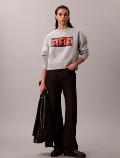 Calvin Klein Kate Moss Cropped Sweatshirt aus Fleece mit Grafik-Druck^Damen Sweatshirts & Hoodies