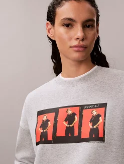 Calvin Klein Kate Moss Cropped Sweatshirt aus Fleece mit Grafik-Druck^Damen Sweatshirts & Hoodies