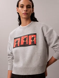 Calvin Klein Kate Moss Cropped Sweatshirt aus Fleece mit Grafik-Druck^Damen Sweatshirts & Hoodies