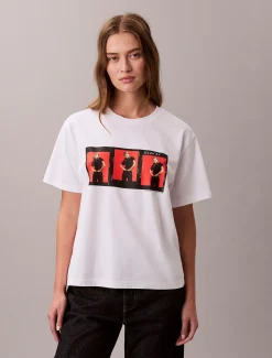 Calvin Klein Kate Moss Kastiges Grafik-T-Shirt mit Logo^Damen T-shirts & Tops