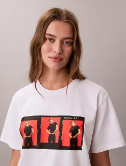 Calvin Klein Kate Moss Kastiges Grafik-T-Shirt mit Logo^Damen T-shirts & Tops