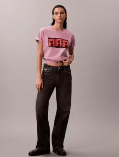 Calvin Klein Kate Moss Kastiges Grafik-T-Shirt mit Logo^Damen T-shirts & Tops