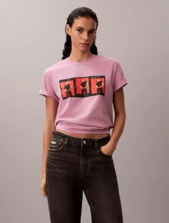 Calvin Klein Kate Moss Kastiges Grafik-T-Shirt mit Logo^Damen T-shirts & Tops