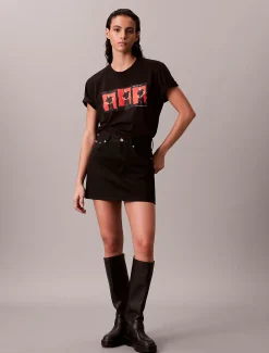 Calvin Klein Kate Moss Kastiges Grafik-T-Shirt mit Logo^Damen T-shirts & Tops