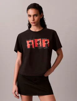 Calvin Klein Kate Moss Kastiges Grafik-T-Shirt mit Logo^Damen T-shirts & Tops