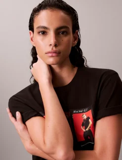 Calvin Klein Kate Moss Kastiges Grafik-T-Shirt mit Logo^Damen T-shirts & Tops