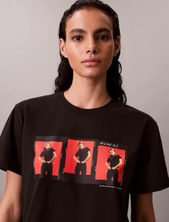Calvin Klein Kate Moss Kastiges Grafik-T-Shirt mit Logo^Damen T-shirts & Tops