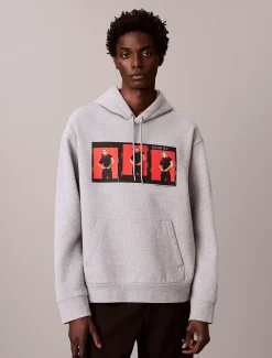 Calvin Klein Kate Moss Lässiger Hoodie aus Fleece mit grafischem Logo^Herren Hoodies & Sweatshirts