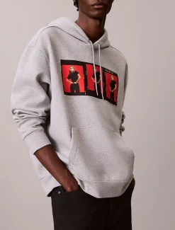 Calvin Klein Kate Moss Lässiger Hoodie aus Fleece mit grafischem Logo^Herren Hoodies & Sweatshirts