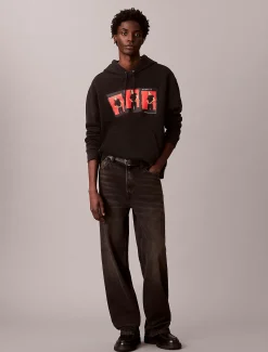 Calvin Klein Kate Moss Lässiger Hoodie aus Fleece mit grafischem Logo^Herren Hoodies & Sweatshirts