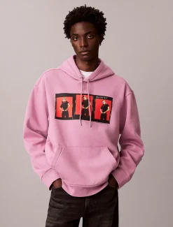 Calvin Klein Kate Moss Lässiger Hoodie aus Fleece mit grafischem Logo^Herren Hoodies & Sweatshirts