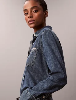 Calvin Klein Klassisches Button-Down-Hemd aus Denim^Damen Hemden & Blusen|T-shirts & Tops