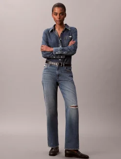 Calvin Klein Klassisches Button-Down-Hemd aus Denim^Damen Hemden & Blusen|T-shirts & Tops
