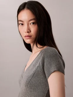 Calvin Klein Klassisches T-Shirt aus technischem Rippstrick^Damen Strickdesigns