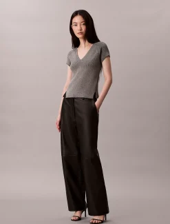 Calvin Klein Klassisches T-Shirt aus technischem Rippstrick^Damen Strickdesigns