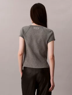 Calvin Klein Klassisches T-Shirt aus technischem Rippstrick^Damen Strickdesigns