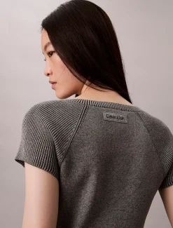 Calvin Klein Klassisches T-Shirt aus technischem Rippstrick^Damen Strickdesigns