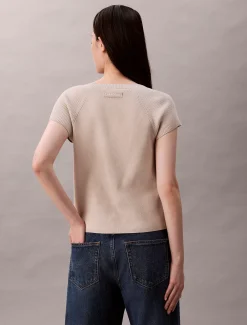 Calvin Klein Klassisches T-Shirt aus technischem Rippstrick^Damen Strickdesigns