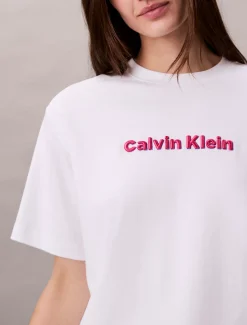 Calvin Klein Klassisches T-Shirt mit Logo-Grafik-Stickerei^Damen T-shirts & Tops