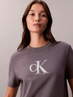 Calvin Klein Klassisches T-Shirt mit Pailletten-Monogramm^Damen T-shirts & Tops