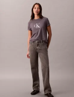 Calvin Klein Klassisches T-Shirt mit Pailletten-Monogramm^Damen T-shirts & Tops