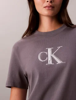 Calvin Klein Klassisches T-Shirt mit Pailletten-Monogramm^Damen T-shirts & Tops
