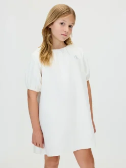 Calvin Klein Kleid im Knitter-Look mit Puffärmeln^Kinder Kleidung