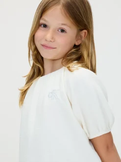 Calvin Klein Kleid im Knitter-Look mit Puffärmeln^Kinder Kleidung