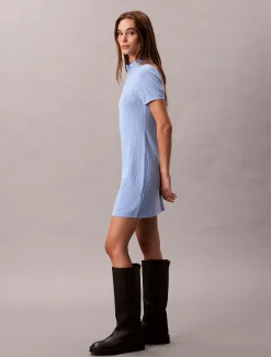 Calvin Klein Kleid mit Reißverschlussausschnitt und Logo-Jacquardmuster^Damen Kleider & Röcke