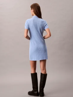 Calvin Klein Kleid mit Reißverschlussausschnitt und Logo-Jacquardmuster^Damen Kleider & Röcke