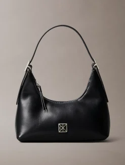 Calvin Klein Kleine Schultertasche aus Leder mit Monogramm-Logo-Emblem^Damen Umhängetaschen|Taschen