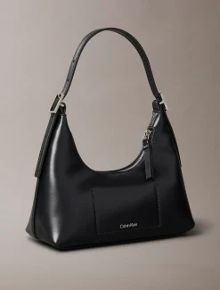 Calvin Klein Kleine Schultertasche aus Leder mit Monogramm-Logo-Emblem^Damen Umhängetaschen|Taschen