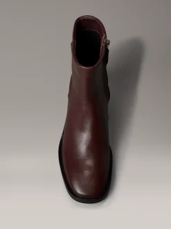 Calvin Klein Kniehohe Ankle Boots aus Leder mit quadratischem Zehenbereich und Reißverschluss^Damen Boots