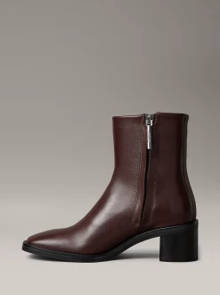 Calvin Klein Kniehohe Ankle Boots aus Leder mit quadratischem Zehenbereich und Reißverschluss^Damen Boots