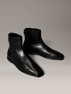 Calvin Klein Kniehohe Ankle Boots aus Nappaleder mit quadratischem Zehenbereich und Reißverschluss^Damen Boots