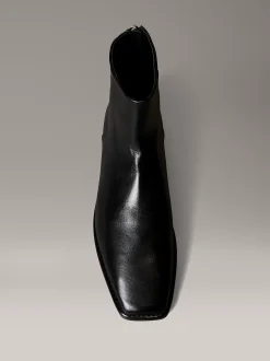 Calvin Klein Kniehohe Ankle Boots aus Nappaleder mit quadratischem Zehenbereich und Reißverschluss^Damen Boots