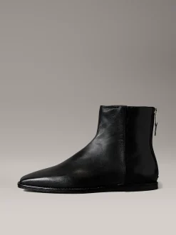 Calvin Klein Kniehohe Ankle Boots aus Nappaleder mit quadratischem Zehenbereich und Reißverschluss^Damen Boots