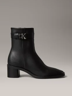 Calvin Klein Kniehohe Ankle Boots aus Leder mit quadratischem Zehenbereich und Reißverschluss^Damen Boots