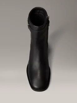 Calvin Klein Kniehohe Ankle Boots aus Leder mit quadratischem Zehenbereich und Reißverschluss^Damen Boots