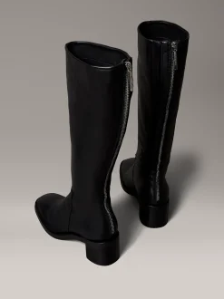 Calvin Klein Kniehohe Stiefel aus Leder mit quadratischem Zehenbereich und Reißverschluss^Damen Boots
