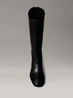 Calvin Klein Kniehohe Stiefel aus Leder mit quadratischem Zehenbereich und Reißverschluss^Damen Boots