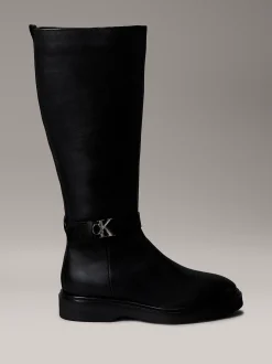 Calvin Klein Kniehohe Stiefel aus Leder mit charakteristischem Logo^Damen Boots
