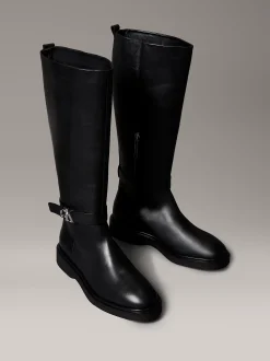 Calvin Klein Kniehohe Stiefel aus Leder mit charakteristischem Logo^Damen Boots
