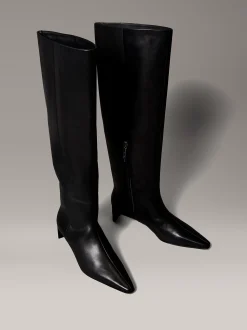 Calvin Klein Kniehohe Stiefel aus Leder mit Pfennigabsatz^Damen Boots