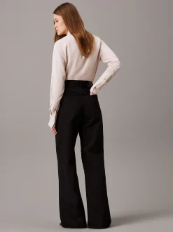 Calvin Klein Kragenloses Hemd aus Viskose-Twill^Damen Hemden & Blusen|T-shirts & Tops